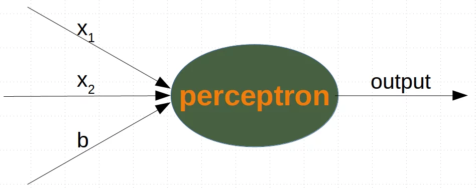 Ein Perzeptron mit zwei Eingaben und einem Bias-Wert