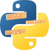 Python logo with band aid